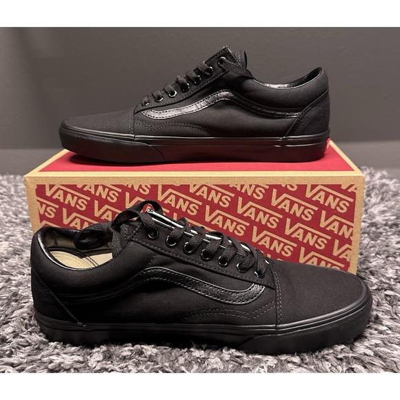Vans Shoes Sneakers Mens Size 10.5 Triple Black Old Skool Skateboarding New - Picture 2 of 6